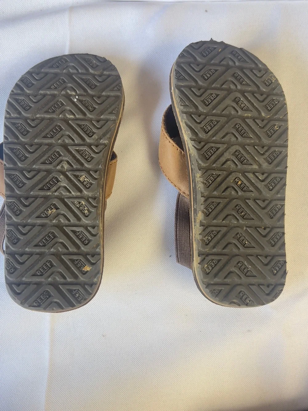 Reef Kids Brown Leather-Look Flip Flops